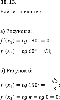 Решение задачи: 38.13. Найдите с помощью графика функции f(рис. 38.8) значения ftask(x_1) и ftask(x_2). *Цитирирование задания со ссылкой на учебник производится исключительно в учебных целях для лучшего понимания разбора решения задания.