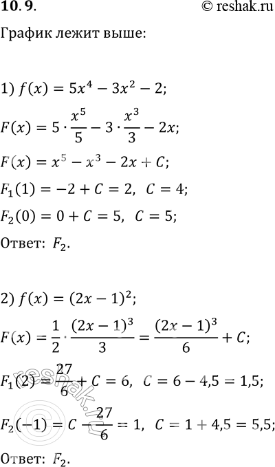 Решение задачи: 10.9. Функции F_1 и F_2 являются первообразными функции f на промежутке (-?; +?). График функции F_1 проходит через точку А. а функции F_2 — через точку В.