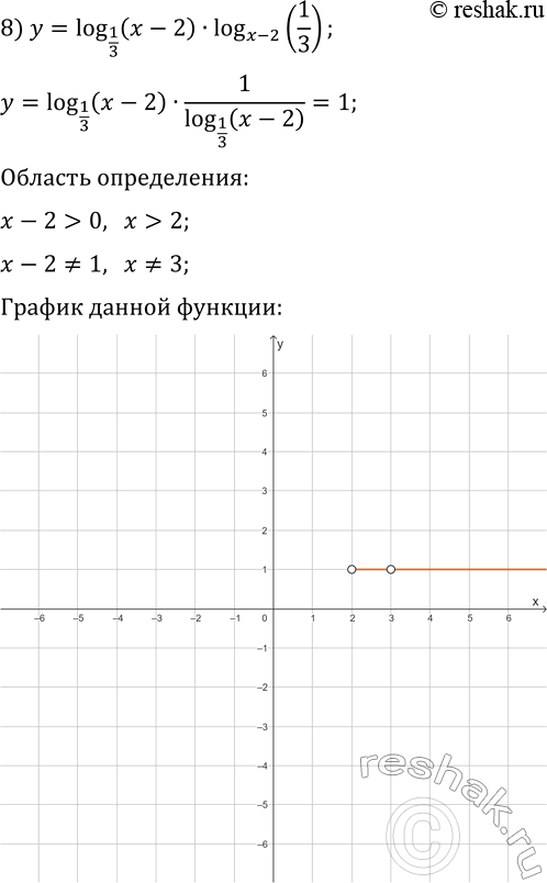 Решение задачи: 4.42. Постройте график функции: 1) y=7^(log_7 (x+2)); 5) y=lg (x^2+1)/lg (x^2+1); 2) y=(1/3)^(log_(1/3) (x-1)); 6) y=x^(log_x (2x)); 3) y=(1/2)^(log_2 x^2); 7) y=log_3 log_(x+1) (x+1)^27;
