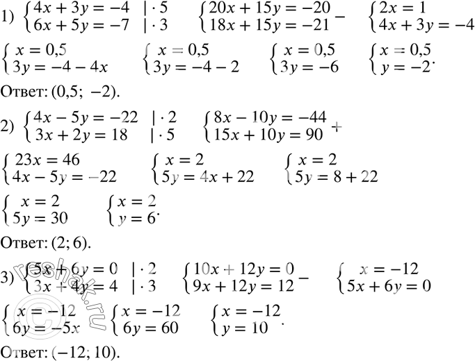 Решение задачи: Какие из точек A (5;-3), B (-2;4), C (0;0), D (2;1), E (-5;2,5) принадлежит графику функции, заданной формулой y=1/2 x?Способом алгебраического сложения решить систему уравнений: