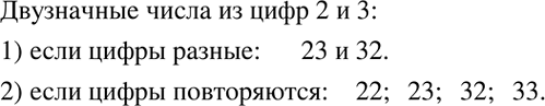 Решение задачи: (Устно.) Проверить, что числа x=4, y=3 являются решением системы {(2,5x-3y=1 5x-6y=2)+ С помощью цифр 2 и 3 записать все возможные двузначные числа, в которых цифры: