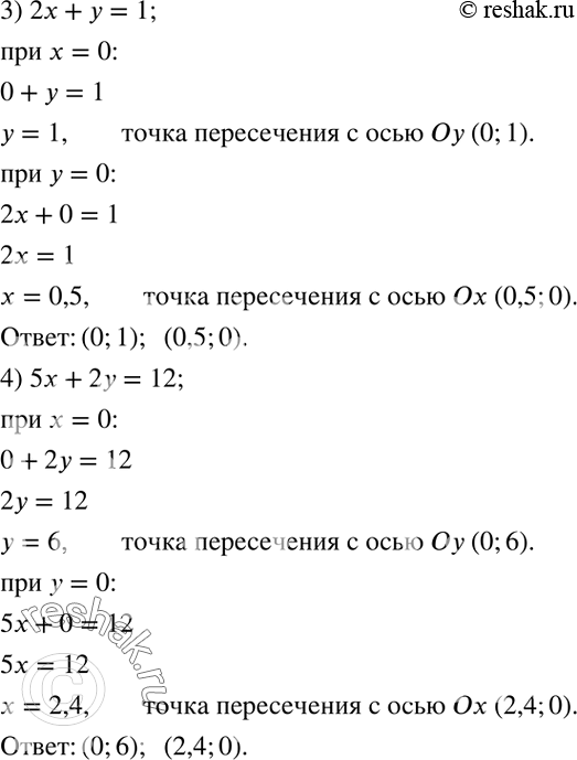 Решение задачи: По графику функции y=kx определить знак коэффициента k: 1) рис.27,а; 2) рис.27,б.Найти координаты точек пересечения с осями координат прямой: 1) x-y+5=0;