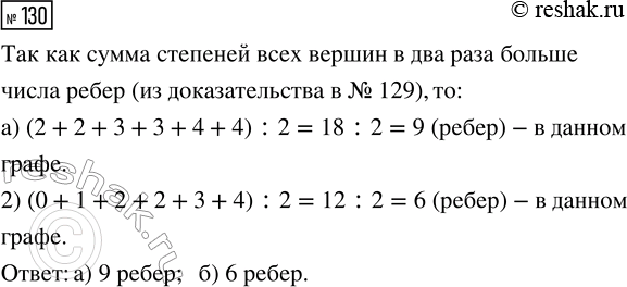 Решение задачи: 130. В некотором графе 6 вершин, степени которых равны: а) 2, 2, 3, 3, 4, 4; б) 0, 1, 2, 2, 3, 4.
