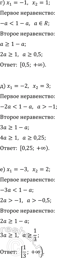 Решение задачи: 10. Найдите все значения a, при каждом из которых число x_1 является, а число x_2 не является решением неравенства ax а) x_1=0, x_2=1;