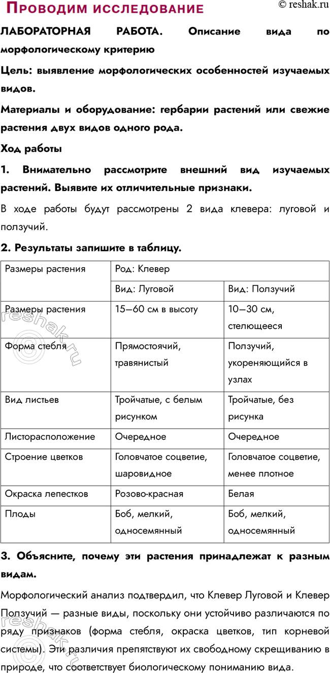Решение задачи: § 4. Вид, его критерии и структура Что такое вид? В современной биологии видом называют совокупность особей, обладающих сходными морфологическими и физиологическими признаками, способных к скрещиванию с образованием плодовитого потомства, населяющих определённый ареал (область обитания), имеющих общее происхождение и сходное поведение.