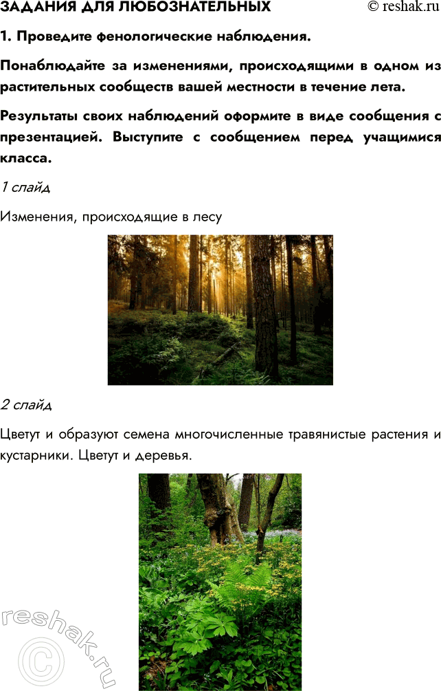 Решение задачи: § 18. СТРУКТУРА РАСТИТЕЛЬНОГО СООБЩЕСТВА ВСПОМНИТЕ 1. Какие типы растительных сообществ вы знаете? Мне известны такие типы сообществ, как лес, луг, болото, степь.