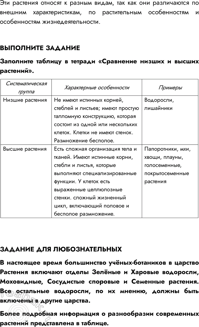 Решение задачи: § 2. СИСТЕМАТИКА РАСТЕНИЙ ВСПОМНИТЕ 1. Какие царства органического мира вам известны? В современной систематике выделяют 4 царства: Животные, Растения, Грибы, Бактерии.