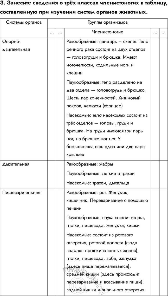 Решение задачи: 1. Охарактеризуйте особенности внешнего строения насекомых, используя рисунки в тексте параграфа. Тело насекомых состоит из трёх отделов — головы, груди и брюшка.