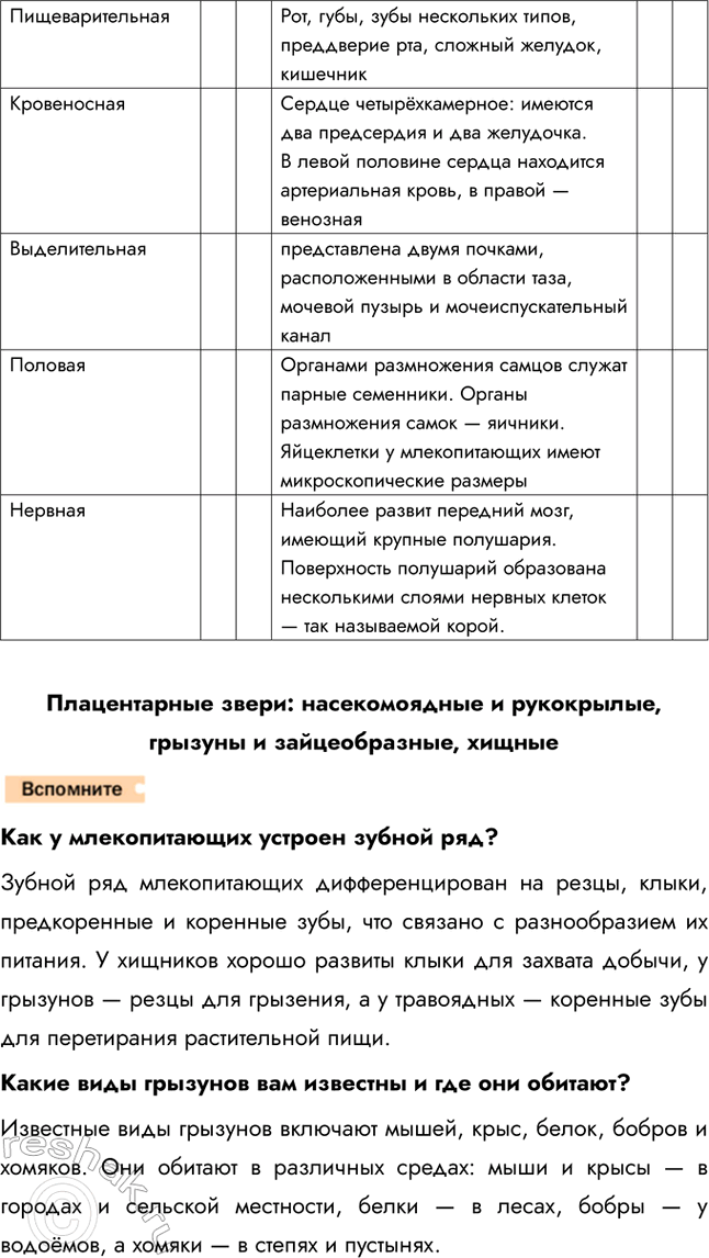 Решение задачи: 1. Рассмотрите рисунок 193 на с. 236. Укажите особенности развития зародыша млекопитающих. Первые стадии развития зародыша млекопитающих такие же, как других хордовых животных;