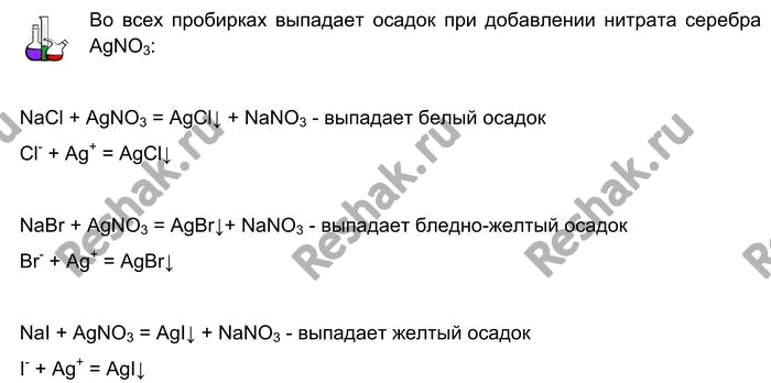 Решение задачи: Лабораторный опыт № 26 Качественная реакция на галогенид-ионы Налейте в три пробирки растворы солей натрия или калия: в 1-ю—хлорида, во 2-ю— бромида, в 3-ю — иодида.