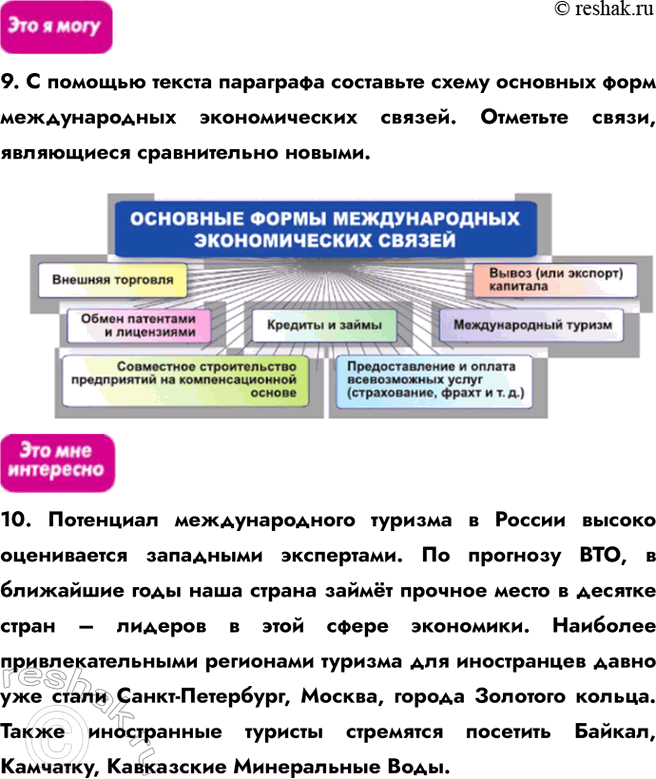 Решение задачи: § 32. Мирохозяйственные связи и интеграция 1. Выберите верные ответы. Какие формы мирохозяйственных связей сегодня преобладают: а) международный туризм и экспорт капитала;
