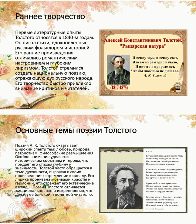 Решение задачи: Проекты. Стр. 32 1. Прочитайте книгу А. В. Фёдорова «Поэзия А. К. Толстого» (М., 2014). Организуйте её презентацию. Продумайте свои суждения о сильных и слабых сторонах этого сочинения и выскажите своё мнение.