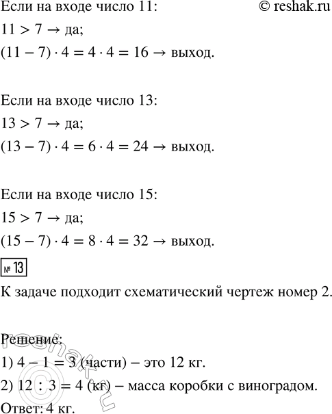 Решение задачи: 12. Вычислительная машина работает так: Запиши, какие числа будут получаться на выходе из машины, если на вход подавать числа: 5, 7, 4, 9, 11, 13, 15.