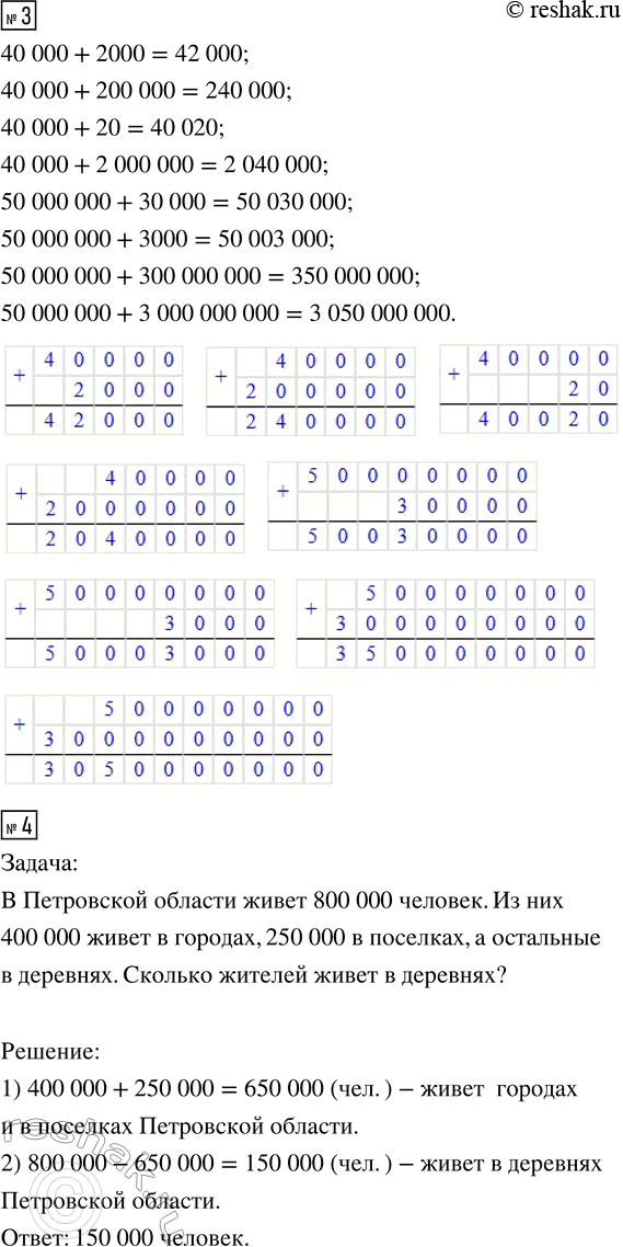 Решение задачи: 1. Проверь себя, умеешь ли ты устно быстро и безошибочно складывать круглые числа: 30 + 50 200 + 500 4000 + 3000 60 + 40 300 + 700 5000 + 5000 30 + 90 600 + 600 5000 + 8000 • Что общего у вычислений в каждом столбике?