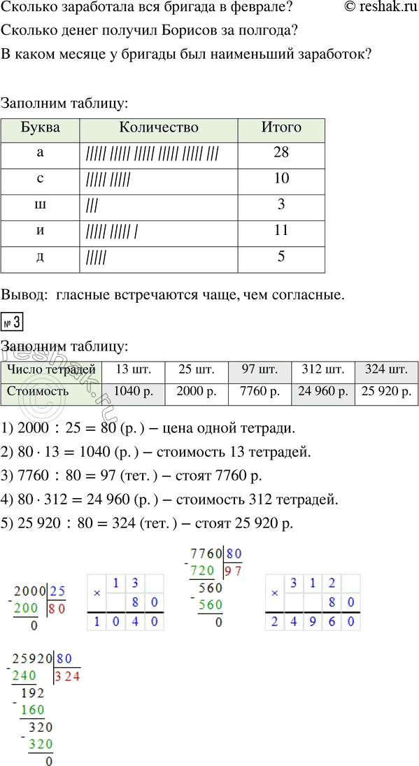 Решение задачи: 1. В таблице представлена ведомость учёта зарплаты (в рублях), полученной рабочими одной бригады в течение шести месяцев. 1) Какую зарплату получил Васильев в апреле?