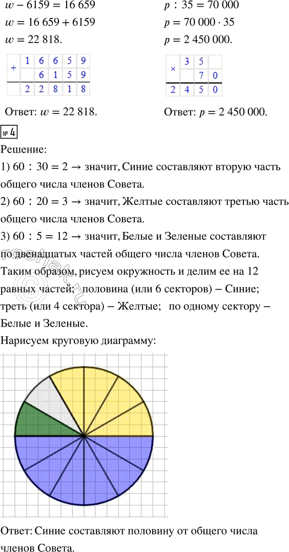 Решение задачи: 1. Вычисли устно. 5700 + 6000 15 200 - 7000 6530 + 7000 - 500 12 400 + 16 000 21 472 - 3000 17 200 - 8200 + 11 000 45 690 + 9000 68 027 - 18 000 66 850 + 13 000 - 800 46 950 + 34 000 71 904 - 9000 83 625 - 23 000 + 200 2.