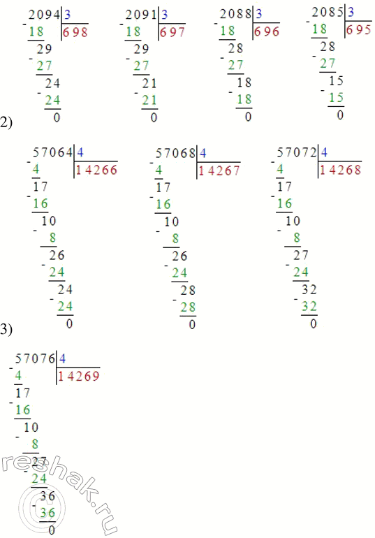 Решение задачи: 260. Найди правило, по которому записаны выражения каждого столбца. Как будет изменяться значение частного в каждом столбце? 1) 2094 : 3 2) 2094 :