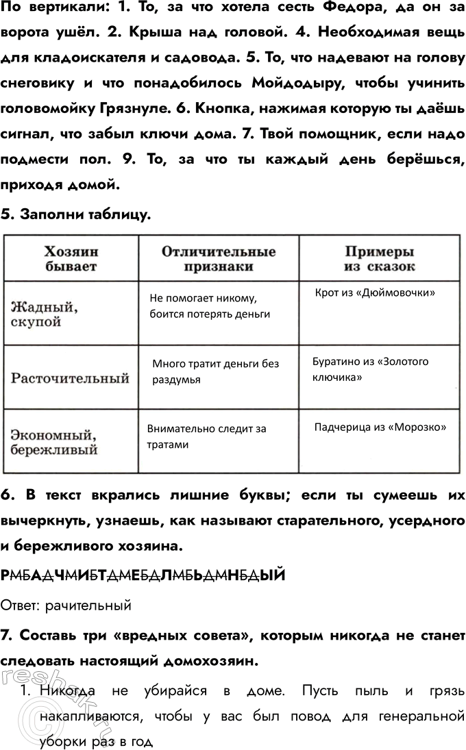 Решение задачи: § 4. Семейное хозяйство 1. Заполни таблицу. Укажи, какие ресурсы необходимы для удовлетворения следующих потребностей: 2. Помнишь, как Незнайка был поэтом?