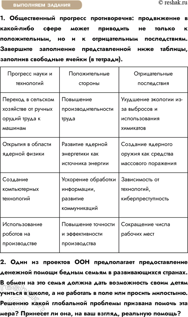 Решение задачи: §19. Развитие общества ЗАДУМАЕМСЯ Средняя продолжительность жизни древнего человека не превышала 25 лет, сегодня этот показатель составляет 70—75 лет. Говорит ли это о прогрессе общества?