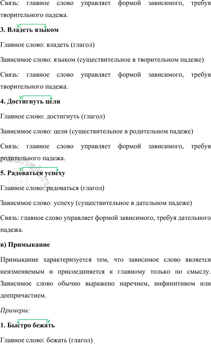 Решение задачи: 383. Составьте подчинительные словосочетания по способу: а) согласования; б) управления; в) примыкания. Обозначьте главное слово, стрелкой покажите зависимость. Подчинительные словосочетания классифицируются по способу связи главного и зависимого слова на три типа: