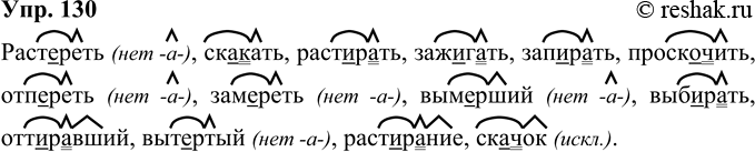 Решение задачи: 130 Обьясните графически написание пропущенных букв. Обозначьте корень и суффикс. Раст..реть, ск..кать, расг..рать, заж.лать, за и., рать, проск..чить, отпереть, зам..реть, вым..рший, выб..рать, оттиравший, выт..ртый, раст..