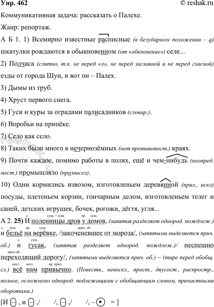 Решение задачи: 462 Прочитайте текст В. М. Пескова. Определите коммуникативную задачу автора, стиль и жанр текста. Силуэты Палеха I) Всемирно известные р..списные шкатулки рождаются в обыкнове(н, нн)ом селе...