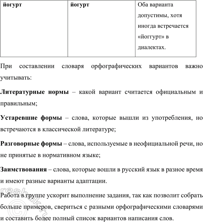 Решение задачи: 137. Проанализируйте несколько орфографических словарей и выпишите из них орфографические варианты. Составьте словарь орфографических вариантов русского языка. Работа в группе ускорит выполнение задания.