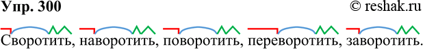 Решение задачи: 300. Образуйте от глагола воротить новые глаголы приставочным (префиксальным) способом. Обозначьте в них все морфемы. Своротить, наворотить, поворотить, переворотить, заворотить *Цитирирование задания со ссылкой на учебник производится исключительно в учебных целях для лучшего понимания разбора решения задания.