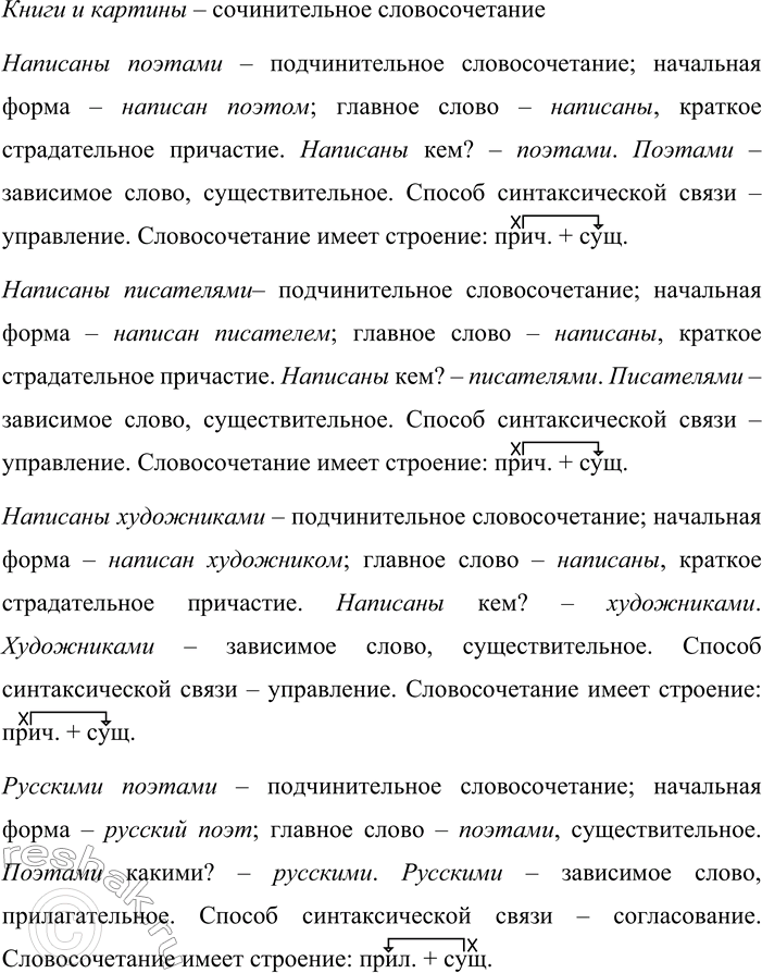 Решение задачи: 394. Выделите все словосочетания из предложений и произведите их синтаксический анализ. 1. Самые мягкие и трогательные стихи, книги и картины написаны русскими поэтами, писателями и художниками об осени.