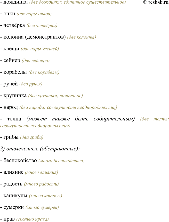 Решение задачи: 66. Выпишите по группам имена существительные: 1) собственные, 2) конкретные (в этой группе укажите единичные существительные, если они есть), 3) отвлечённые (абстрактные), 4) собирательные, 5) вещественные.