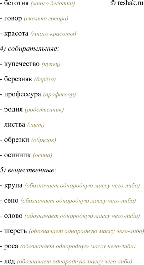 Решение задачи: 66. Выпишите по группам имена существительные: 1) собственные, 2) конкретные (в этой группе укажите единичные существительные, если они есть), 3) отвлечённые (абстрактные), 4) собирательные, 5) вещественные.