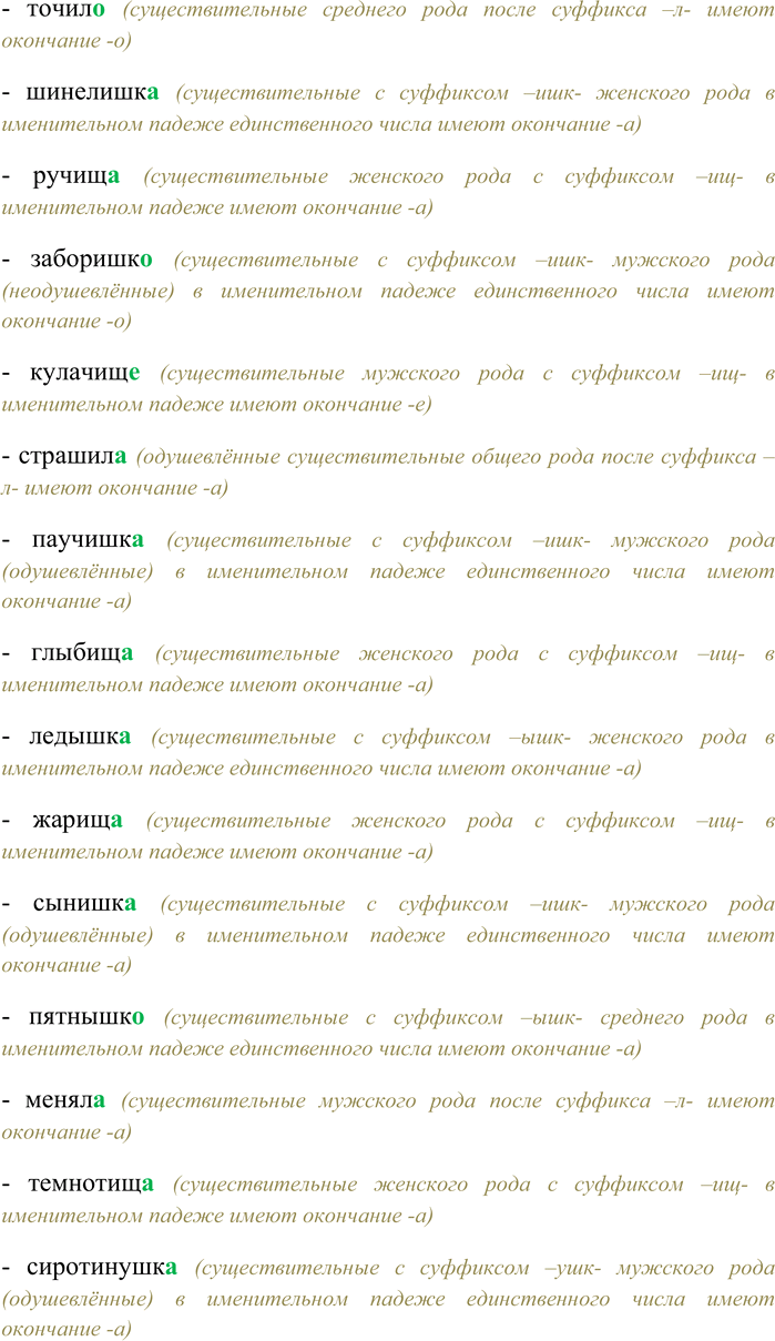 Решение задачи: 88. Спишите, вставляя правильные окончания имён существительных. Ножищ... (нога), муравьишк..., вышибал..., окнищ..., соловушк..., избищ..., зубил..., заводишк..., силищ..., детинушк..., мочал..., парнищ..., сараюшк..., носищ..., горюшк..., зазывал..., бородищ..., судё-нышк..., заводил..., холодищ..., скворушк..., скучищ..., городишк..., грузил..., ножищ...