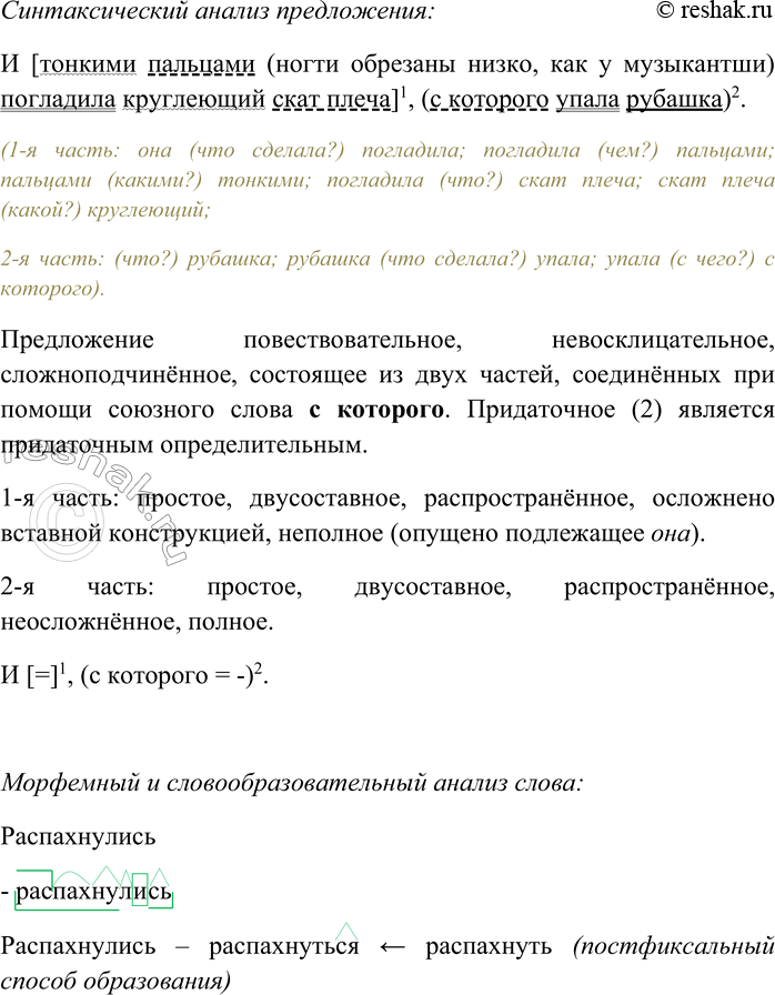 Решение задачи: 1. Внимательно прочитайте текст. Родилось утро — в белой сорочке румя(н,нн)ое утро. Молочными крыльями забилось в окна. И тогда щёлкнула задвижка и окно распахнулось.