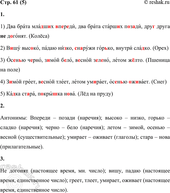 Решение задачи: 5 1. Спиши загадки. Отгадай их. Отгадки укажи в скобках. Расставь ударение. Обозначь орфограммы. 1) Два брата младших впереди, два брата старших позади, друг друга не догонят.