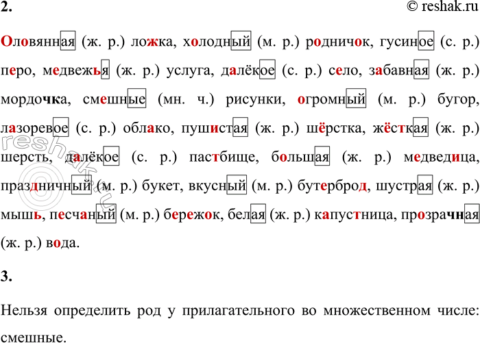 Решение задачи: 3 1. Изучи таблицу. Расскажи об изменении прилагательного по родам. Какая часть речи определяет грамматические формы прилагательного? Мужской род какой? -ОЙ/- ЫЙ/-ИЙ лесной (зверь) добрый (день) дальний (путь) Женский род какая?