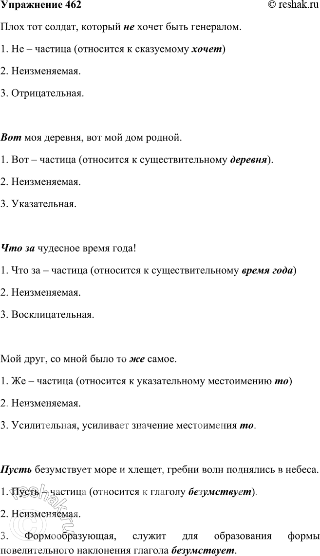 Решение задачи: 462. Используя порядок морфологического анализа, представленный в учебнике «Русский язык. Теория», произведите анализ нескольких частиц из предыдущих упражнений. Плох тот солдат, который не хочет быть генералом.