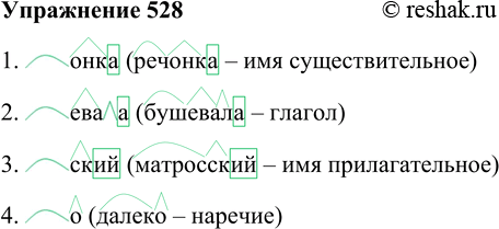 Решение задачи: 528. Составьте модели слов так, чтобы было понятно, какую часть речи можно по ним сконструировать. Образец: ова а (советовала— глагол). 1.