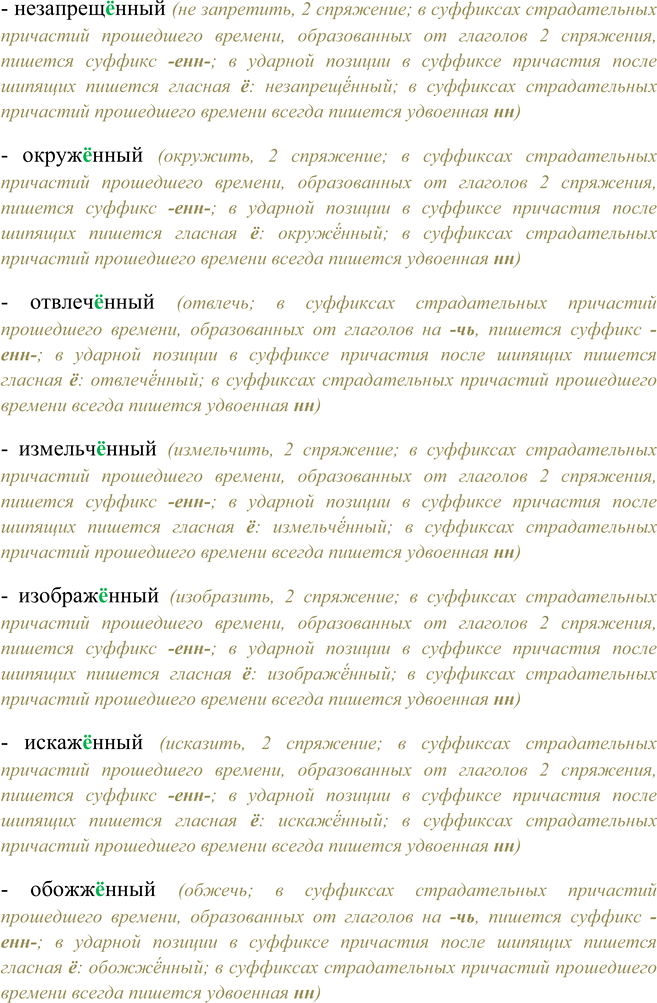 Решение задачи: 173. Прочитайте, комментируя правописание суффиксов причастий. 1 Положенный, поставленный, полученный, законченный, выдворенный, вымышленный, расположенный, уставленный, вымеренный, неисправленный6, выполненный. - положенный (положить, 2 спряжение;