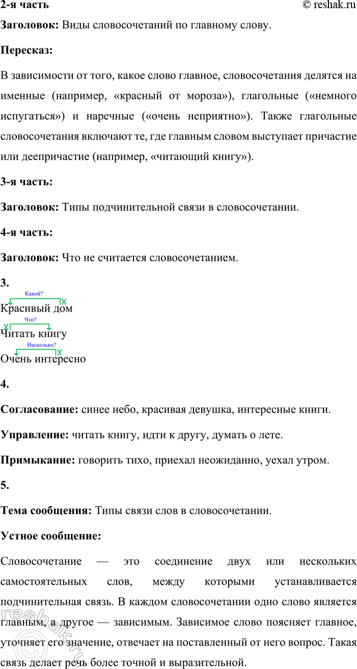 Решение задачи: - Бегло просмотрите текст и определите, какую новую для вас информацию о словосочетании он содержит. Новая информация о словосочетании, которая содержится в тексте: