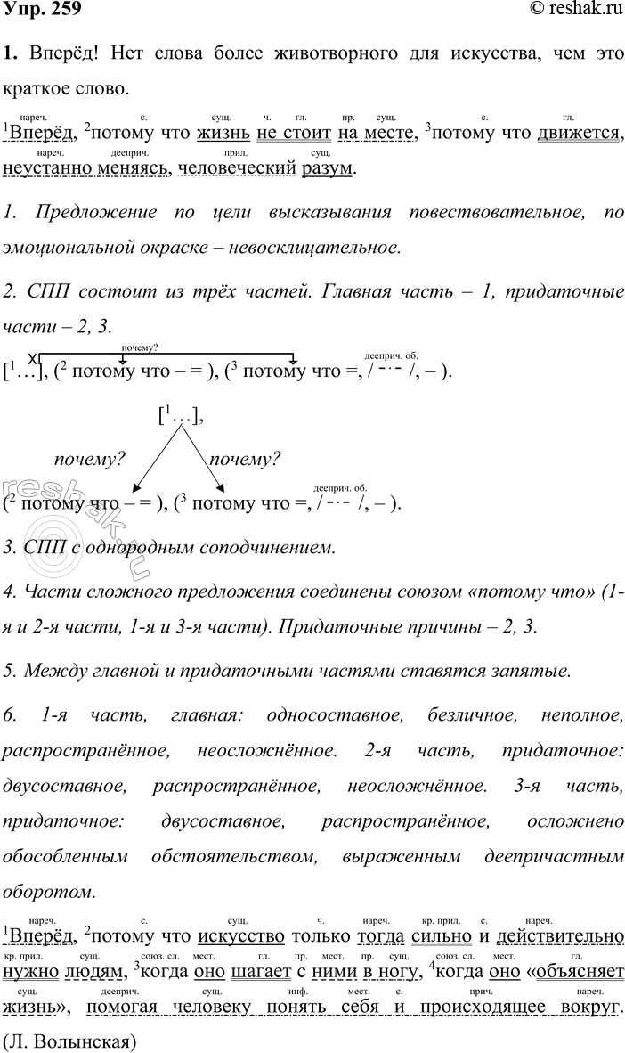 Решение задачи: 259 1. Запишите отрывок из книги «Лицо времени». Определите виды придаточных в предложениях второго абзаца. Выполните их синтаксический разбор. Составьте вертикальные и горизонтальные схемы этих предложений.
